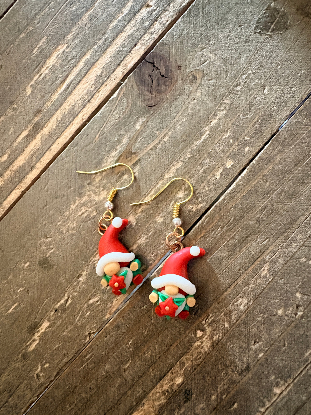 Christmas Mini Gnome Charm Dangle Earrings — Clay Holiday Gnomes (6 Styles)