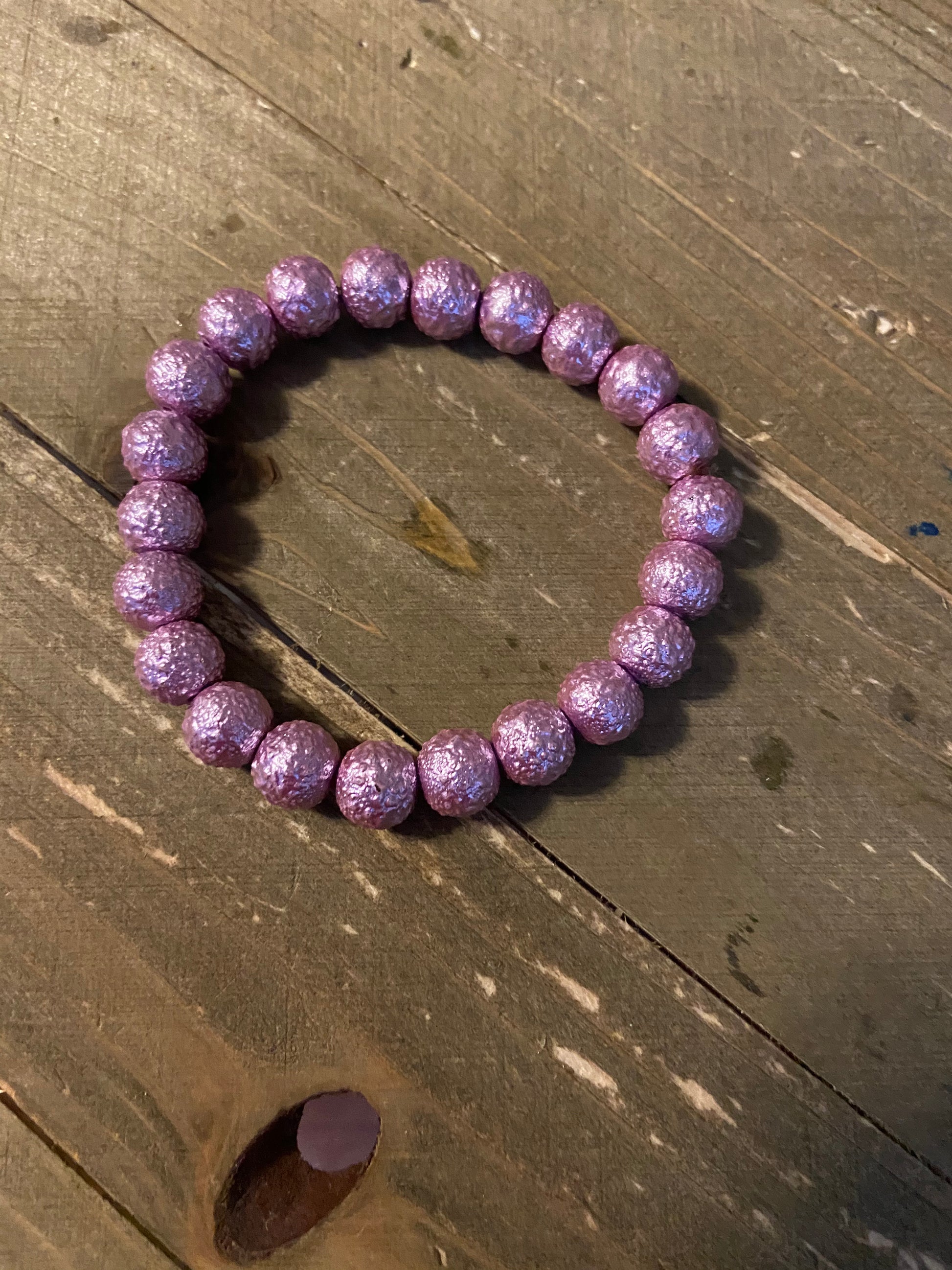 Purple Round Coated Glass Beaded Elastic/Stretch BraceletPink tiful of LOVE