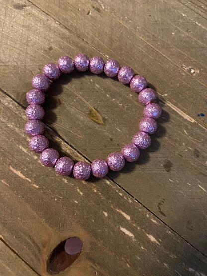 Purple Round Coated Glass Beaded Elastic/Stretch BraceletPink tiful of LOVE