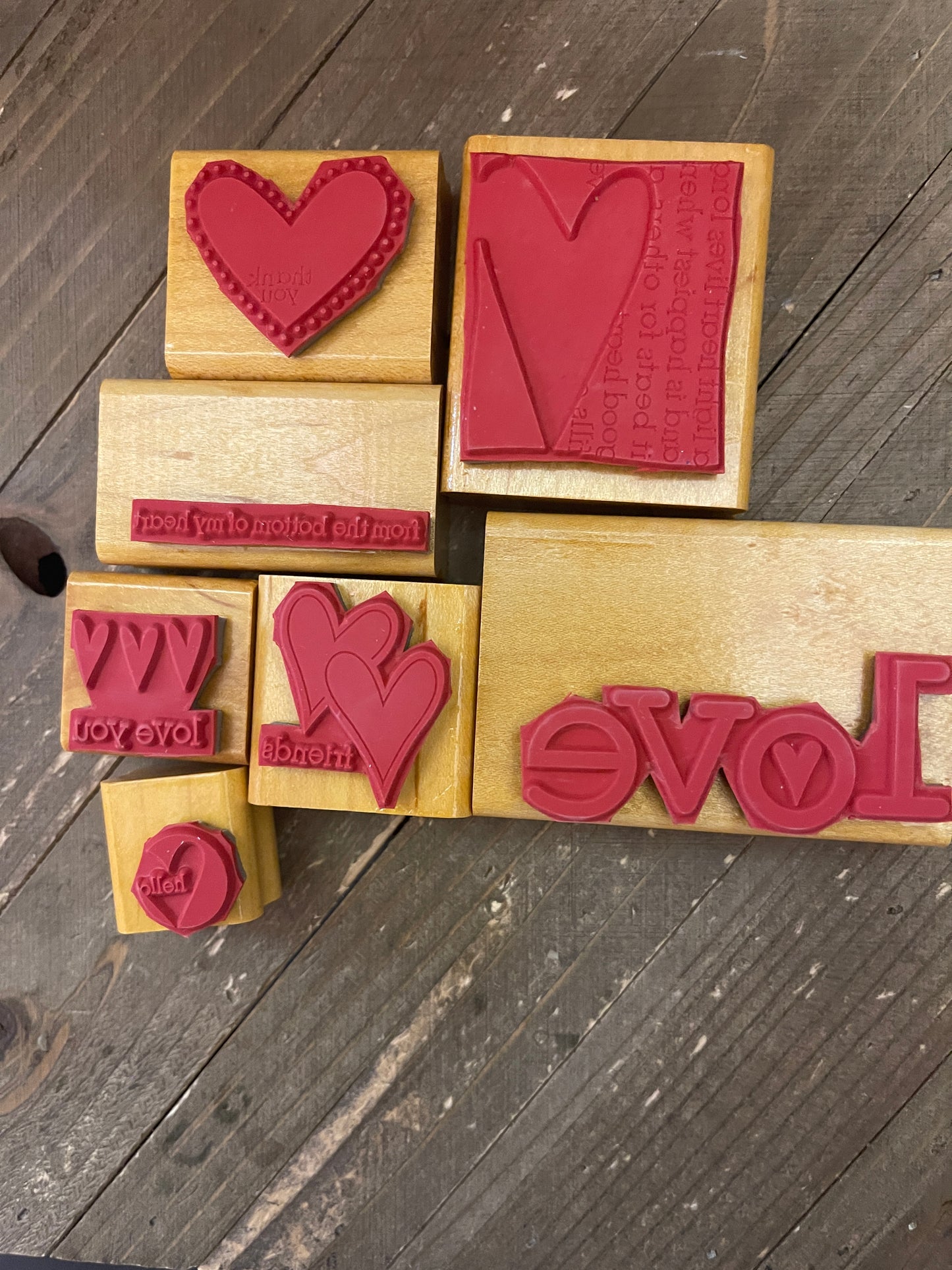 Stampin' Up! A Light Heart Stamp Lot – 7pc Retired Wood-Mount Rubber Stamps