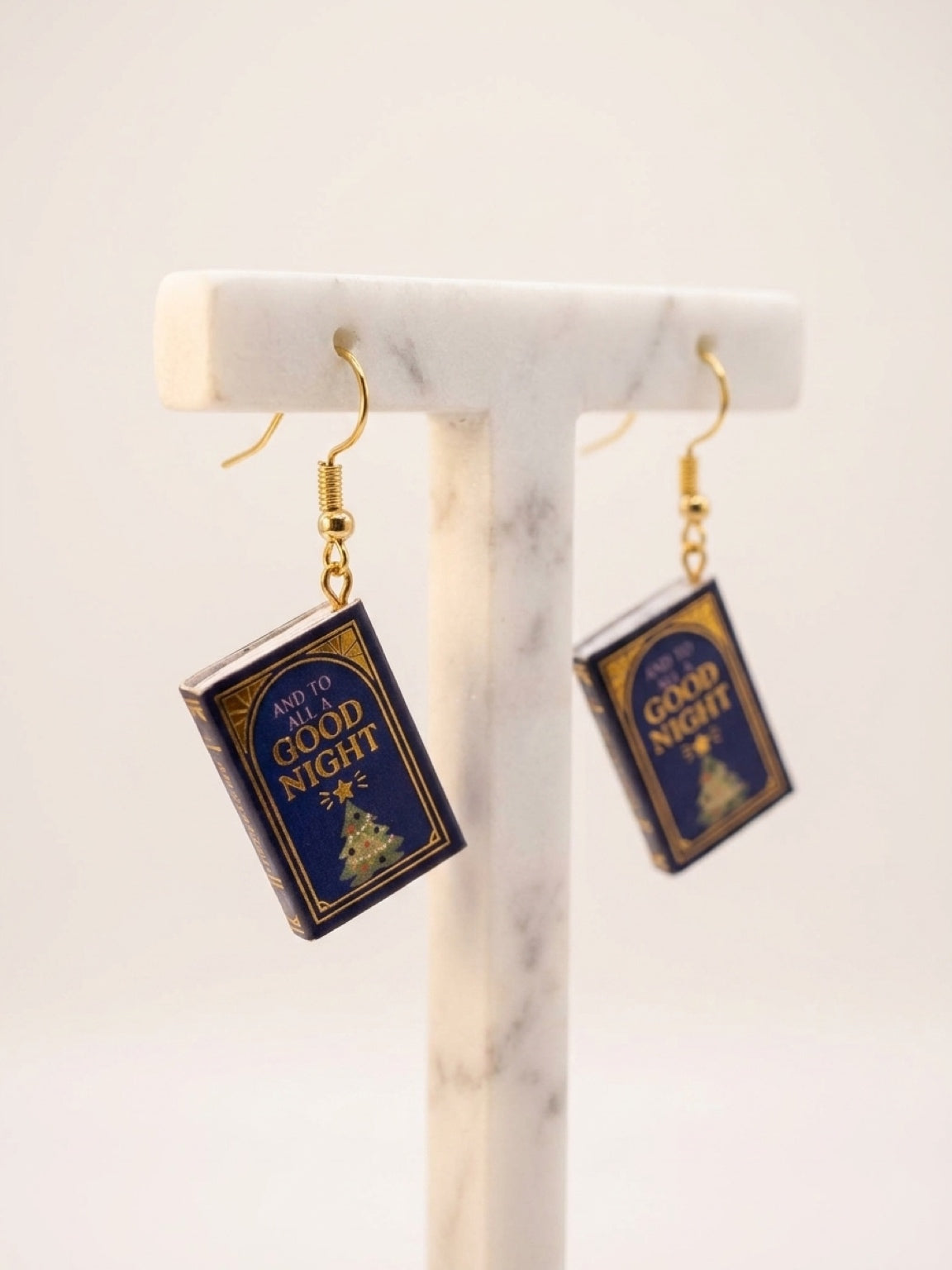 "The Night Before Christmas" Miniature Book Charm Dangle Earrings