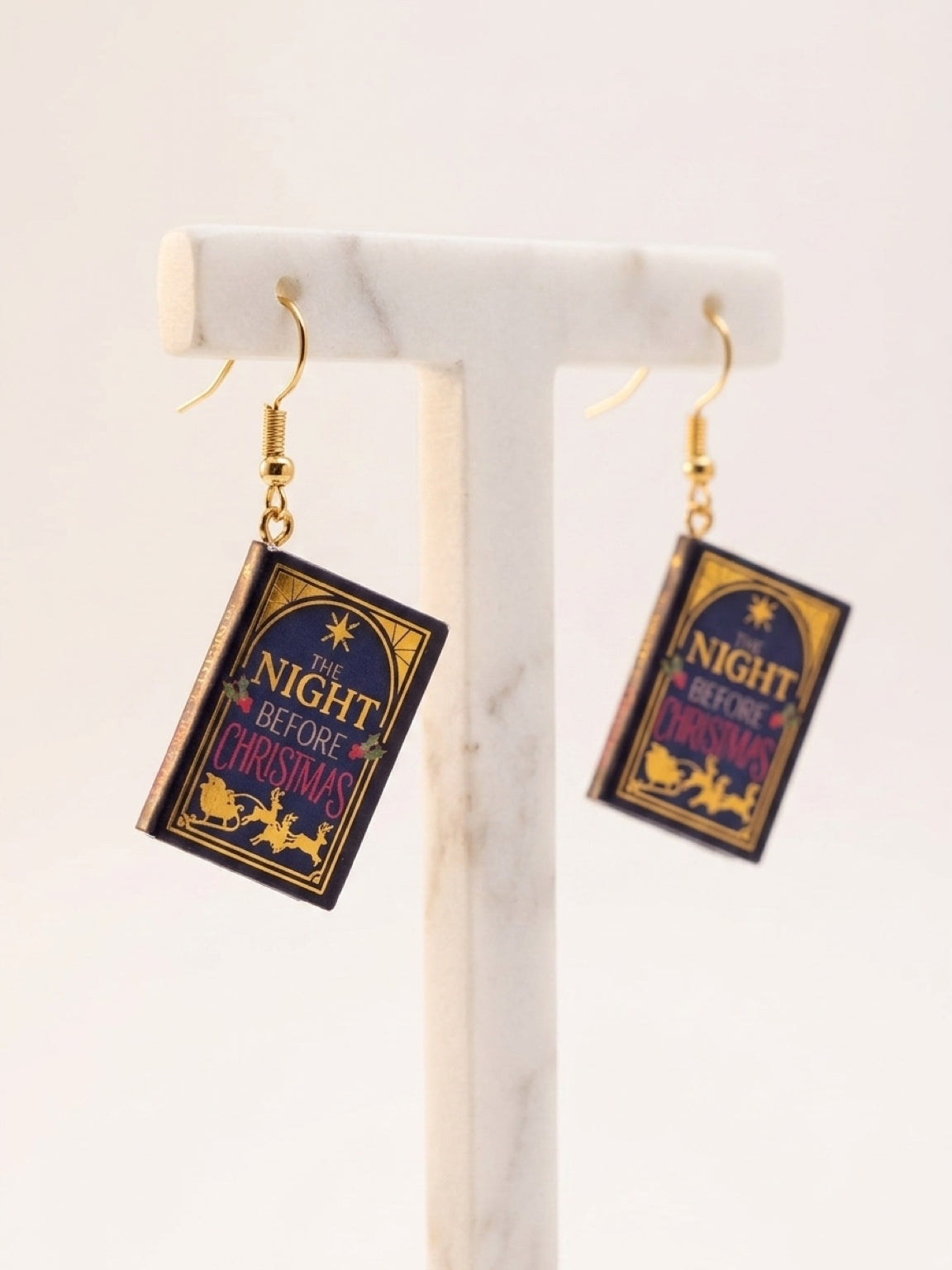 "The Night Before Christmas" Miniature Book Charm Dangle Earrings