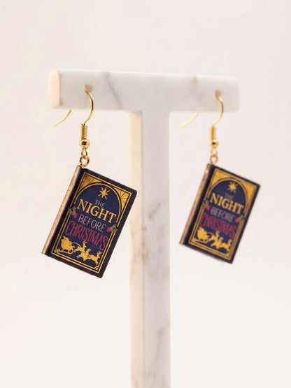 "The Night Before Christmas" Miniature Book Charm Dangle Earrings