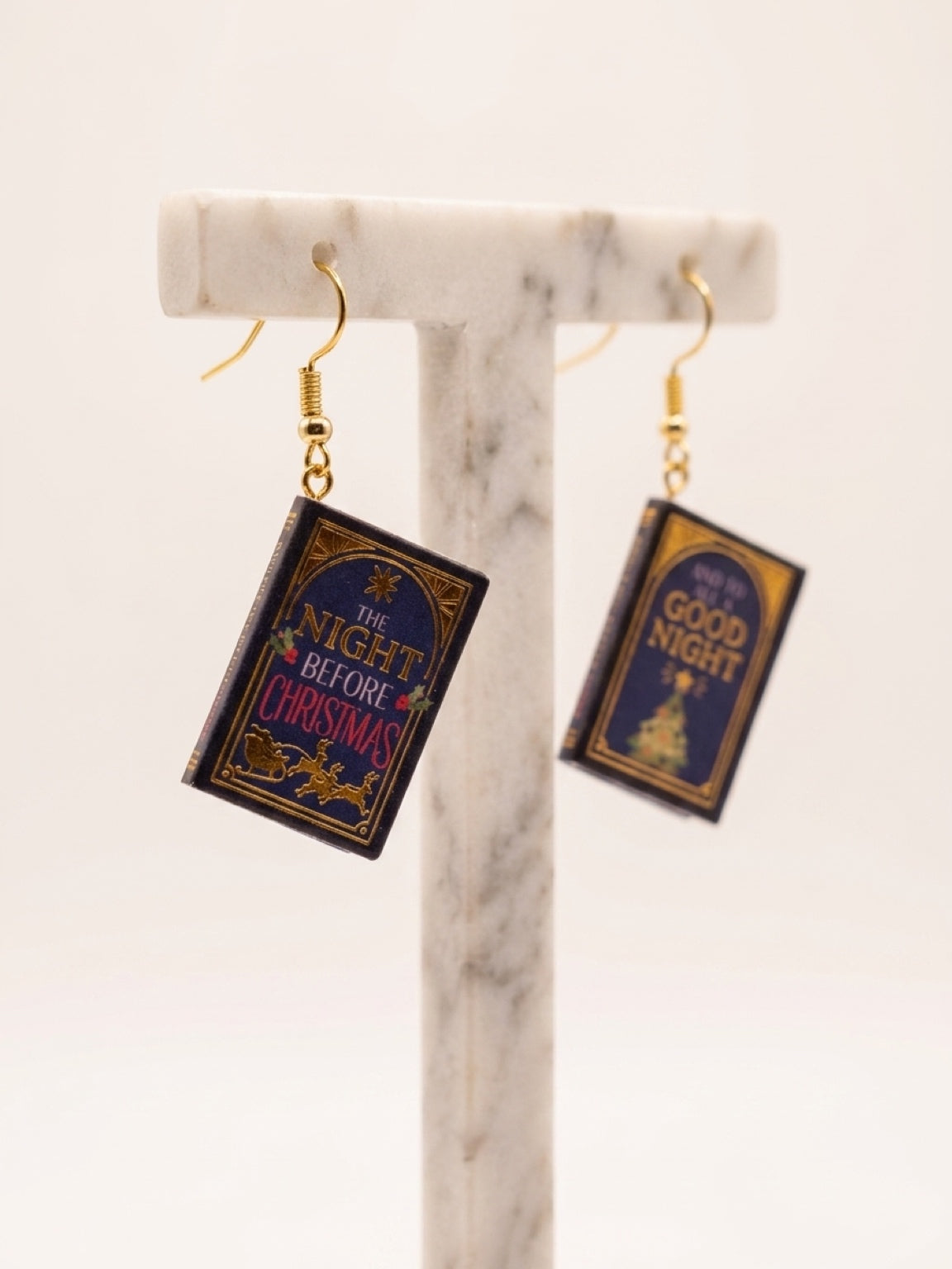 "The Night Before Christmas" Miniature Book Charm Dangle Earrings
