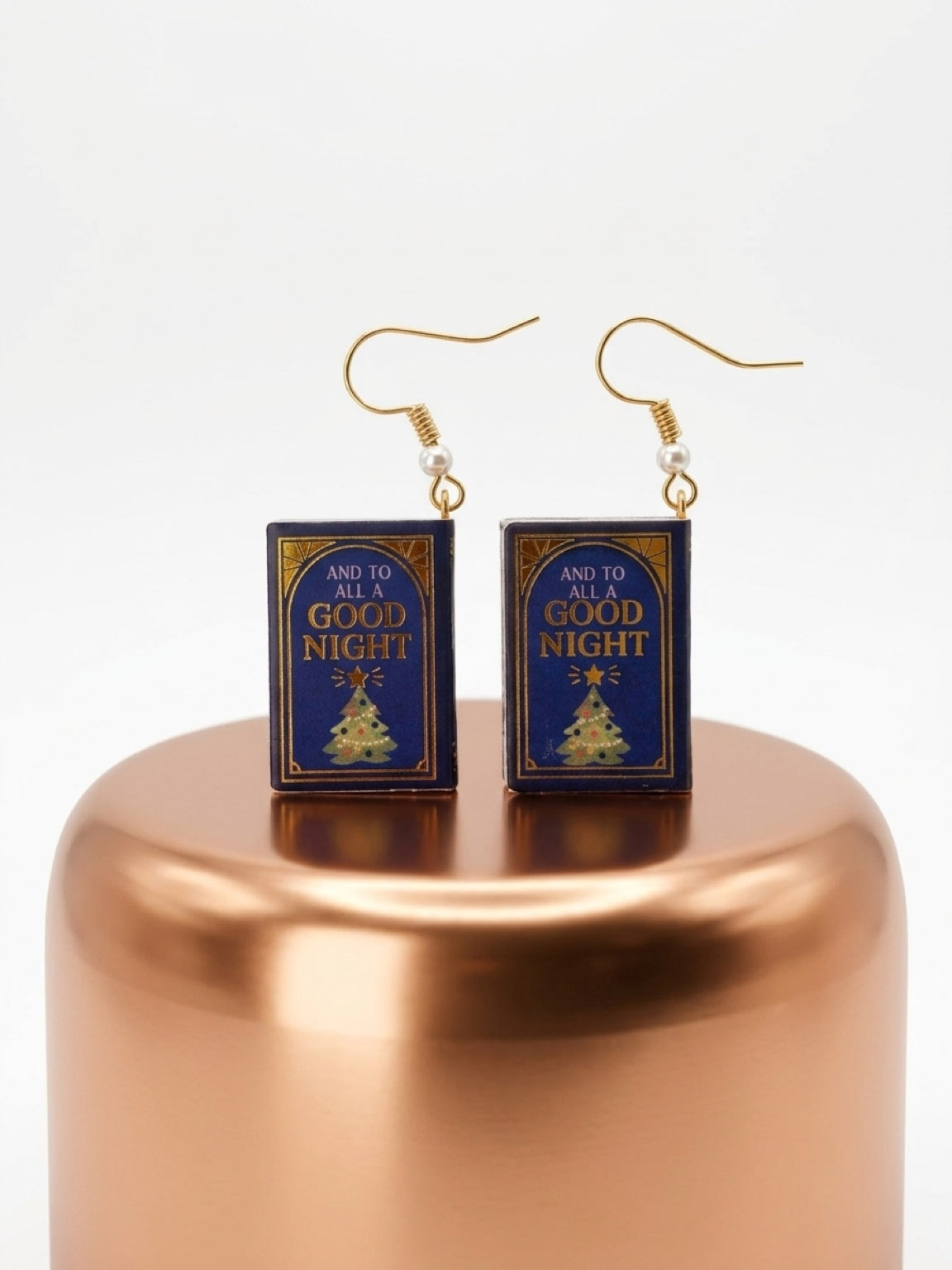 "The Night Before Christmas" Miniature Book Charm Dangle Earrings