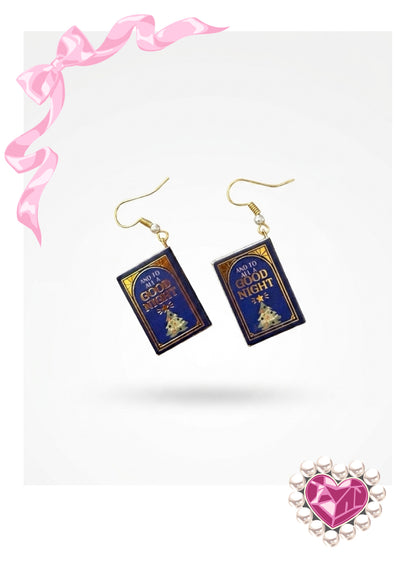 "The Night Before Christmas" Miniature Book Charm Dangle Earrings