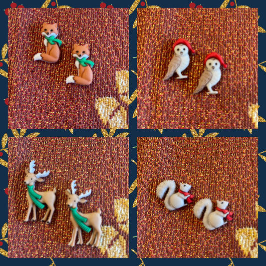 Winter BACKYARD BUDDIES Post Earrings (4 animals to choose from)Pink tiful of LOVE