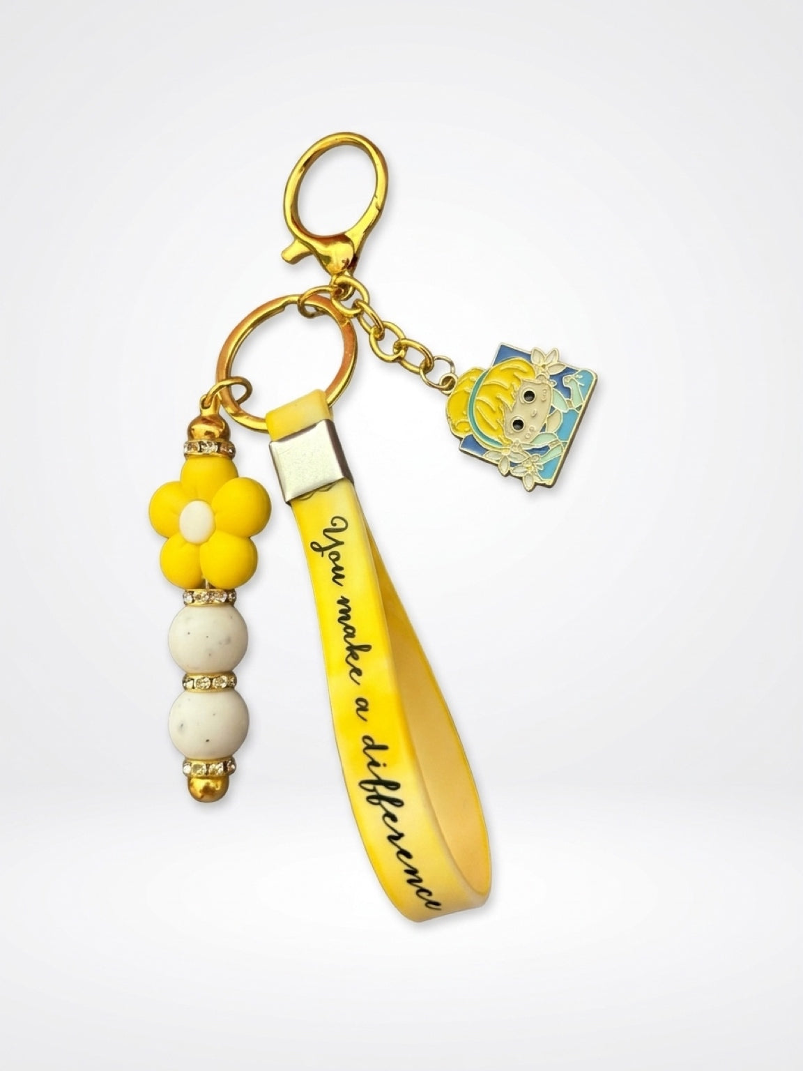 "You Make a Difference" Pretty in Yellow Wristlet Keychain