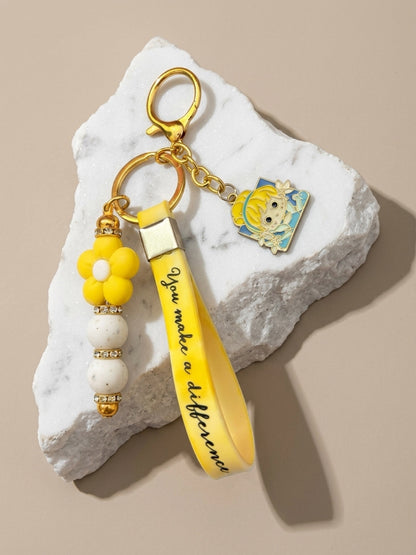 "You Make a Difference" Pretty in Yellow Wristlet Keychain