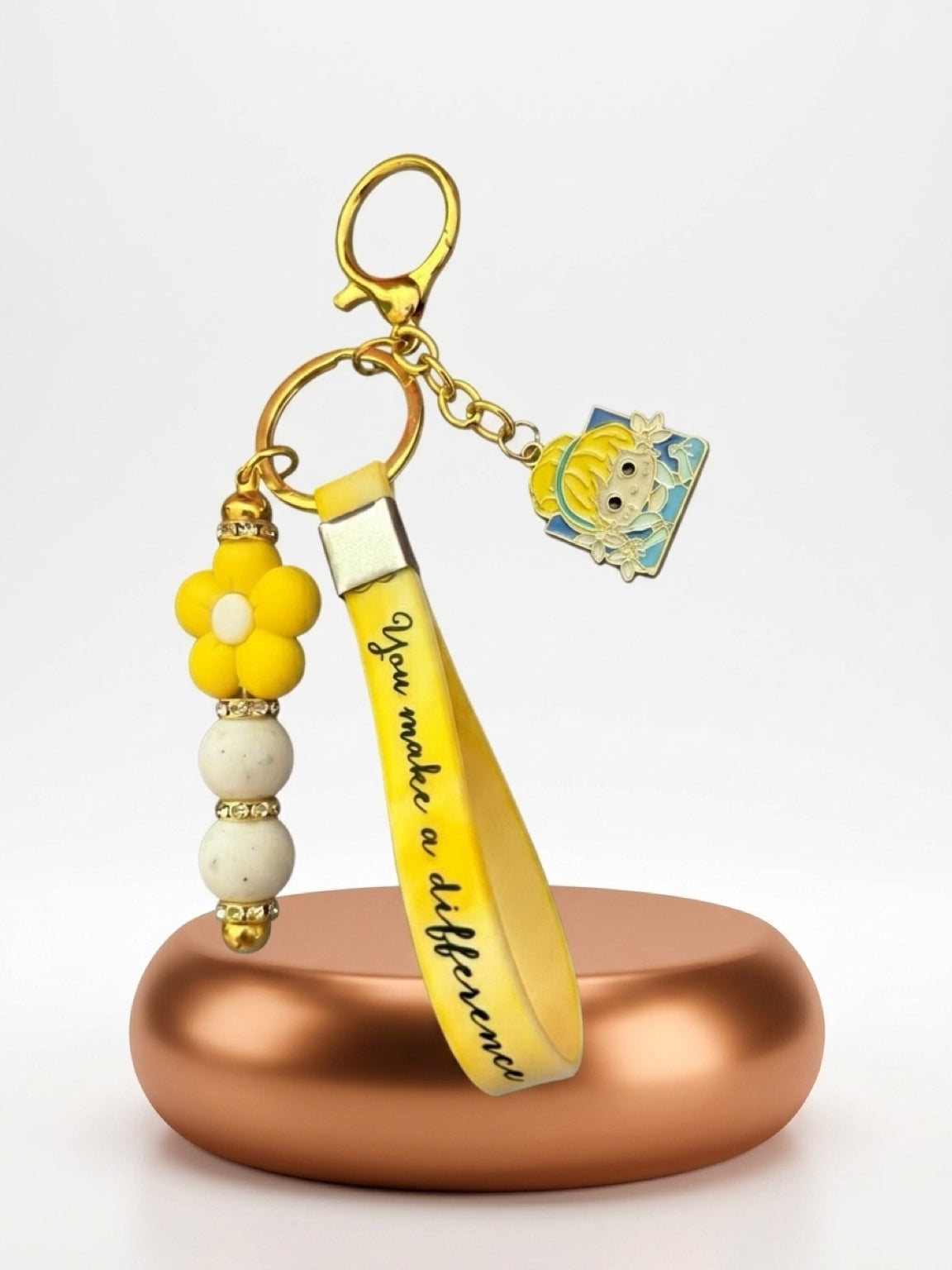 "You Make a Difference" Pretty in Yellow Wristlet Keychain