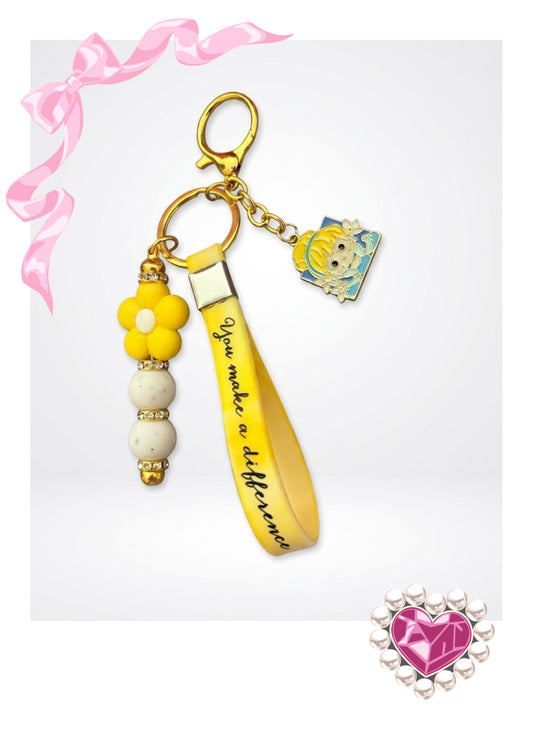 "You Make a Difference" Pretty in Yellow Wristlet Keychain