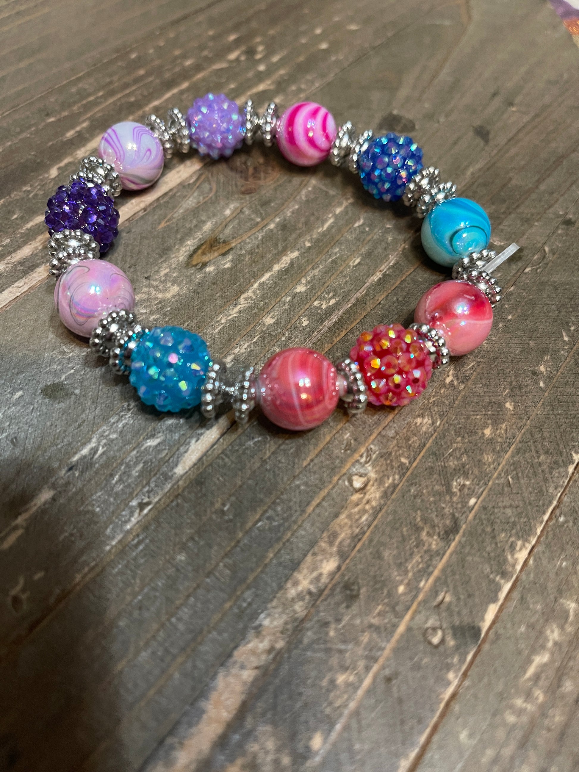 Multicolor Acrylic Shambala Beaded Elastic/Stretch BraceletPink tiful of LOVE
