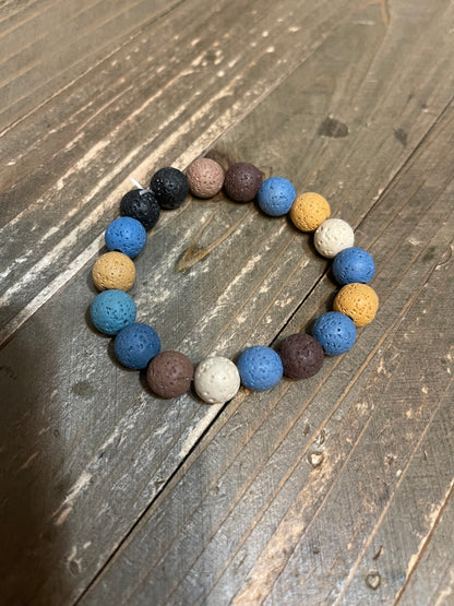 Multicolor Lava Stone Beaded Elastic/Stretch BraceletPink tiful of LOVE