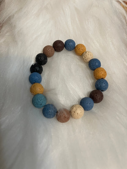 Multicolor Lava Stone Beaded Elastic/Stretch BraceletPink tiful of LOVE