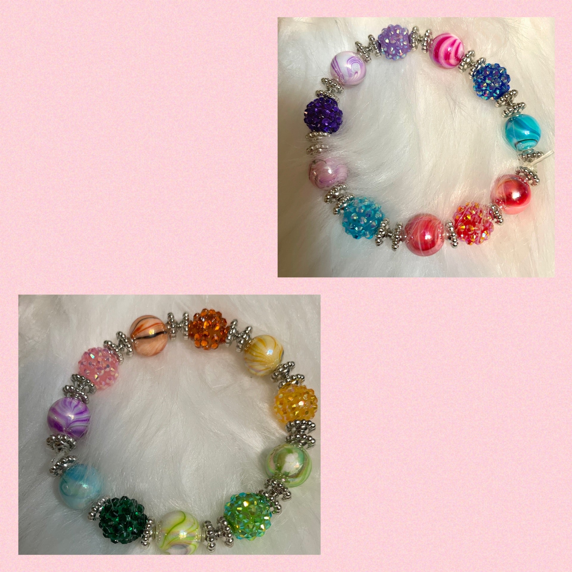 Multicolor Acrylic Shambala Beaded Elastic/Stretch BraceletPink tiful of LOVE
