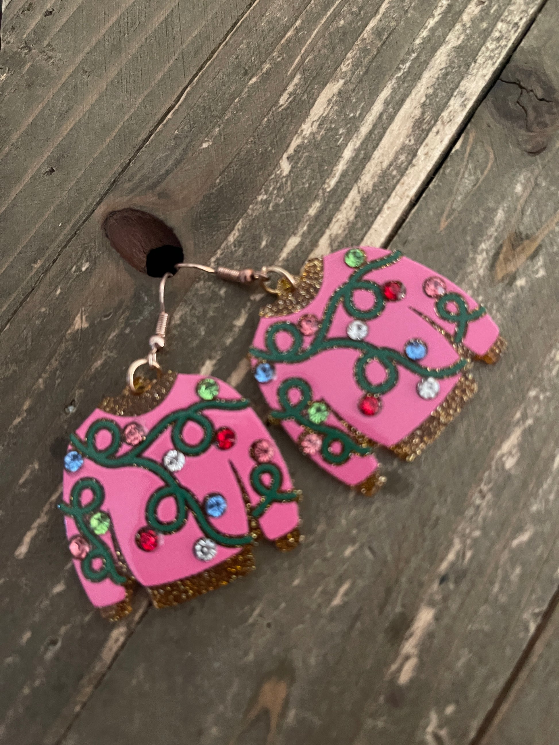 Christmas Pink Sweater Wire EarringsPink tiful of LOVE