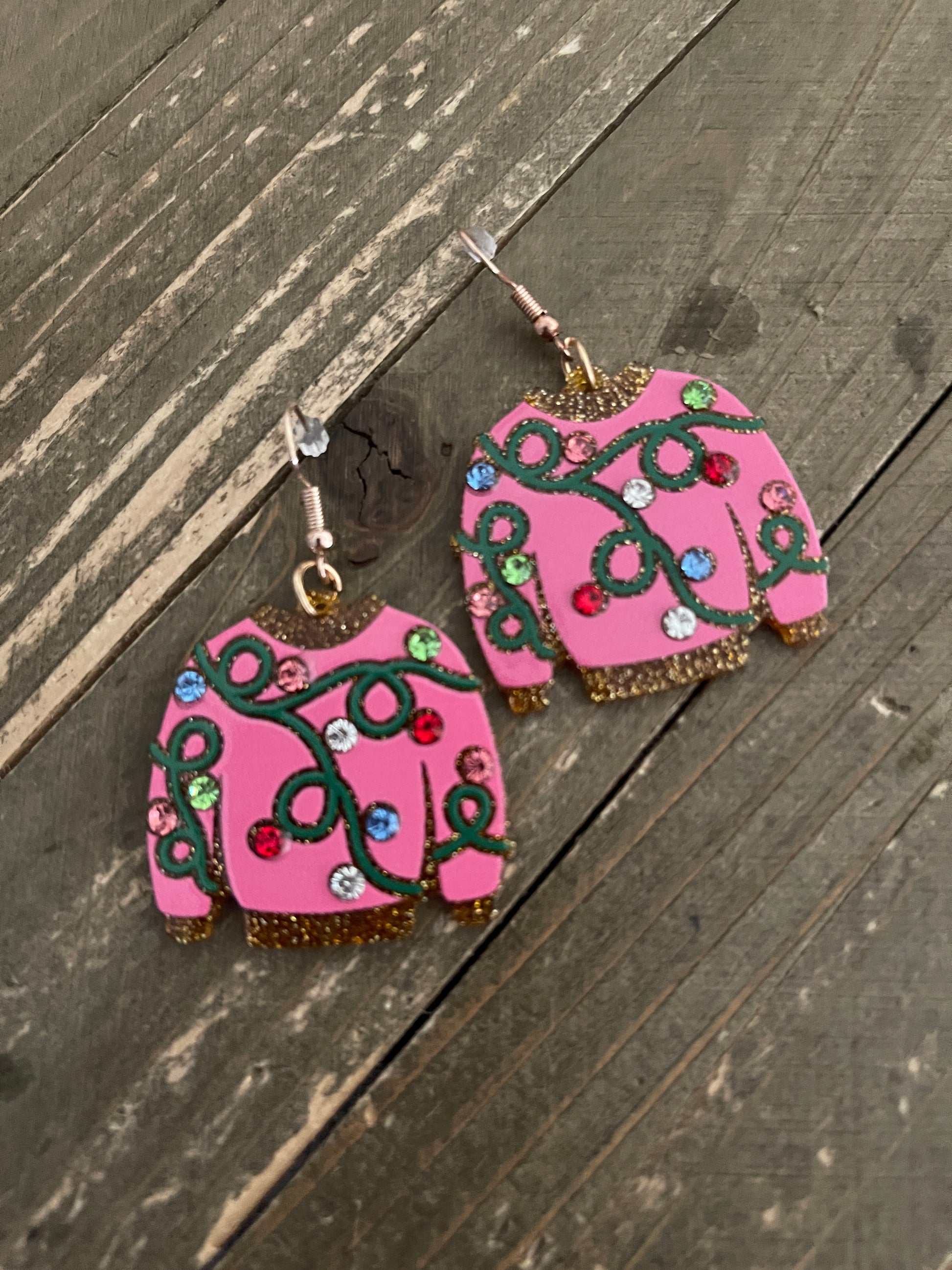 Christmas Pink Sweater Wire EarringsPink tiful of LOVE