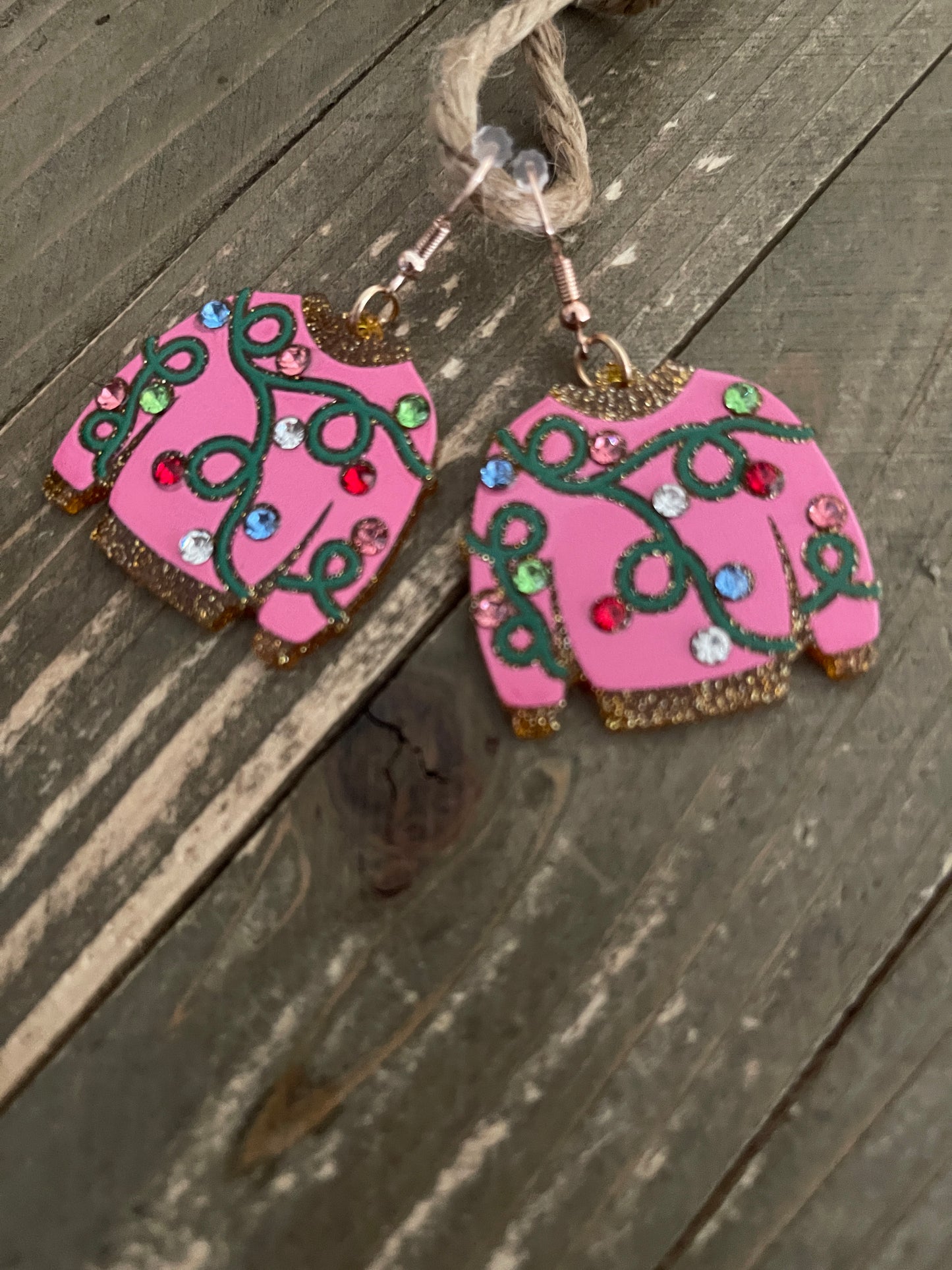 Christmas Pink Sweater Wire EarringsPink tiful of LOVE
