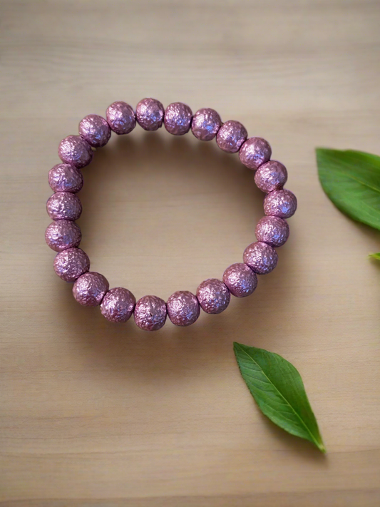 Purple Round Coated Glass Beaded Elastic/Stretch BraceletPink tiful of LOVE