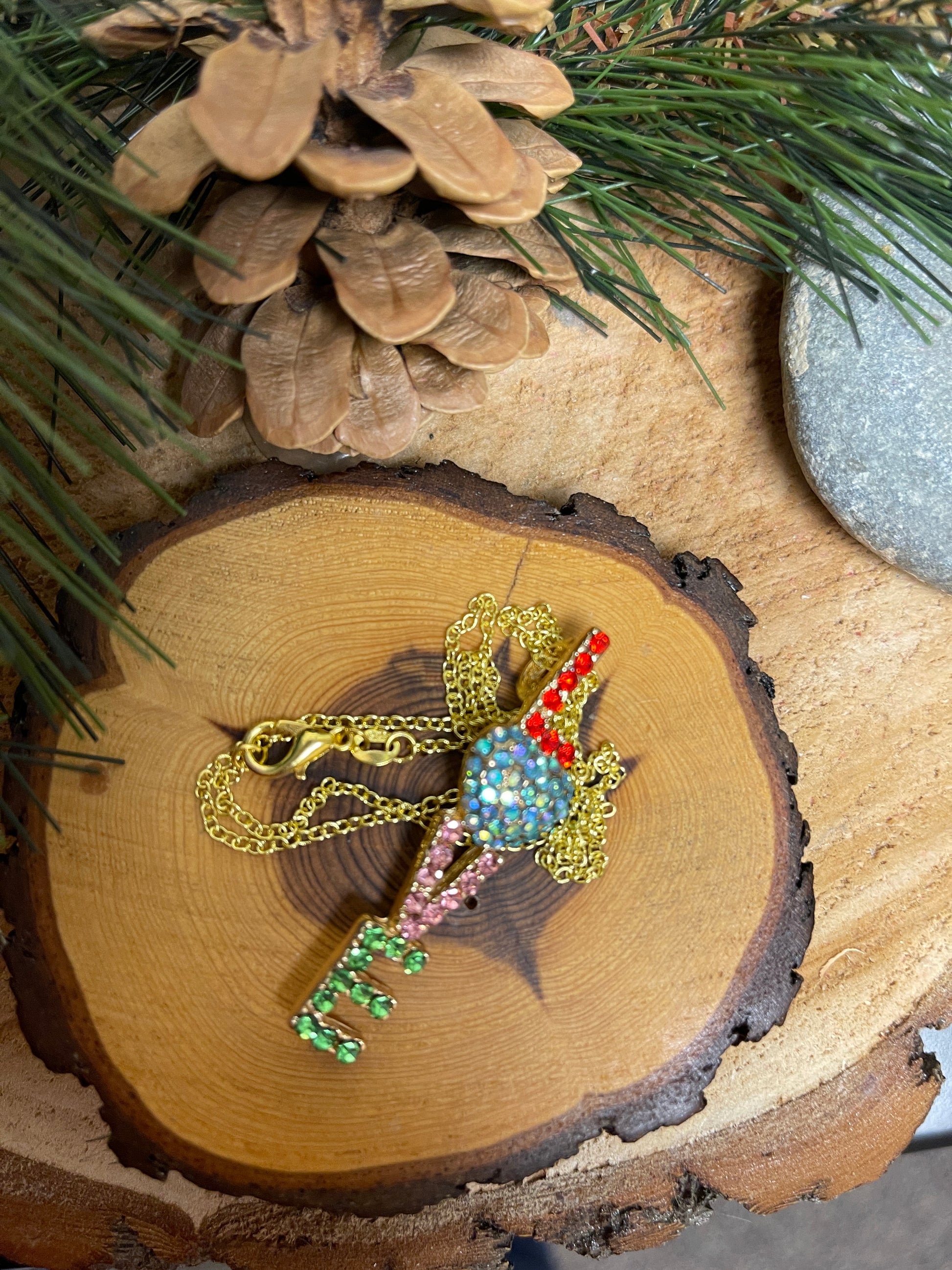 LOVE Rhinestone Pendant on a Gold chain NecklacePink tiful of LOVE