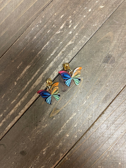 Colorful Butterfly charm gold Ball Post EarringPink tiful of LOVE