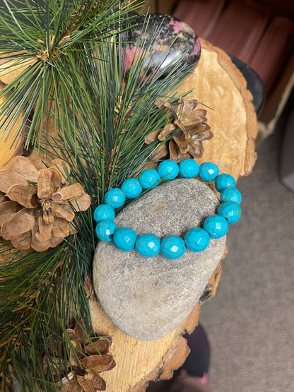 Turquoise faceted Round Beaded Elastic/Stretch BraceletPink tiful of LOVE