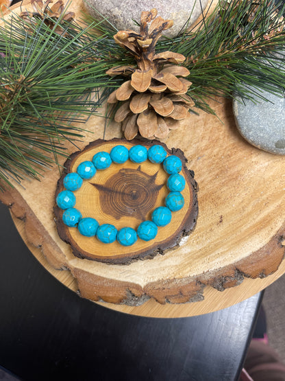 Turquoise faceted Round Beaded Elastic/Stretch BraceletPink tiful of LOVE