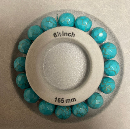 Turquoise faceted Round Beaded Elastic/Stretch BraceletPink tiful of LOVE
