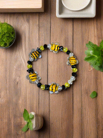 Glass Bee  beaded Stretch braceletPink tiful of LOVE