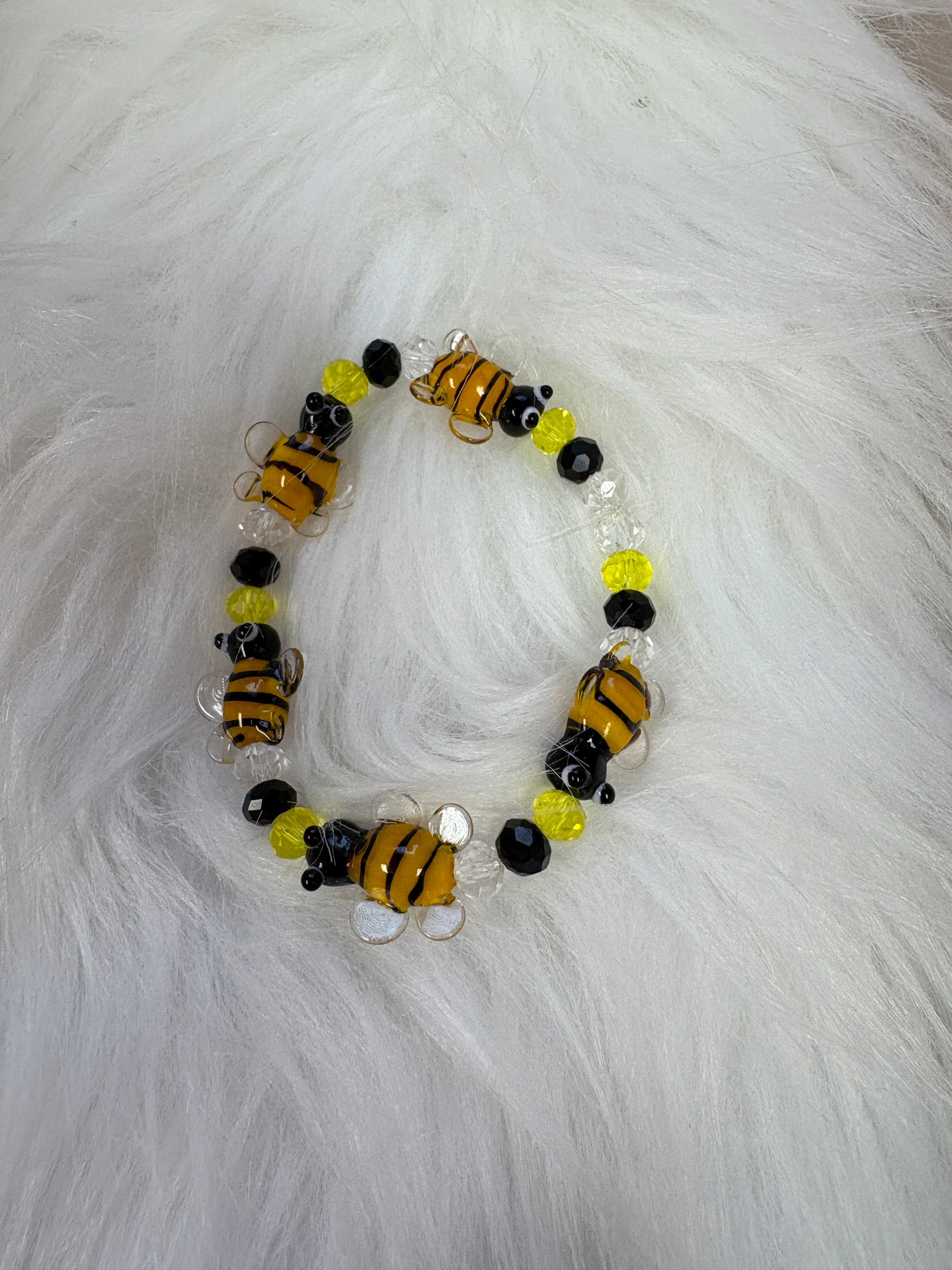 Glass Bee  beaded Stretch braceletPink tiful of LOVE