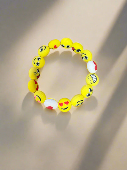 Emoji Clay beaded Stretch braceletPink tiful of LOVE