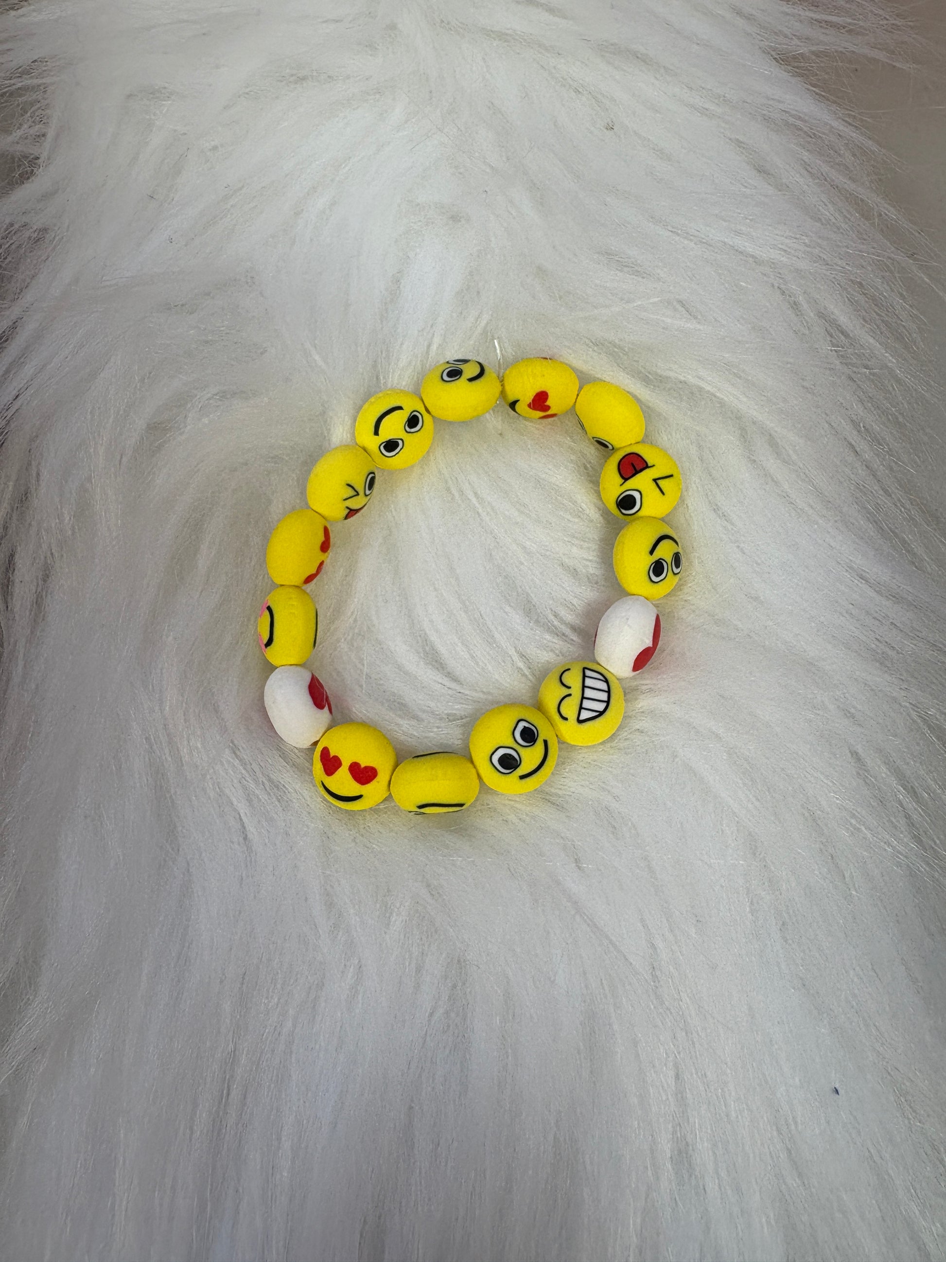 Emoji Clay beaded Stretch braceletPink tiful of LOVE