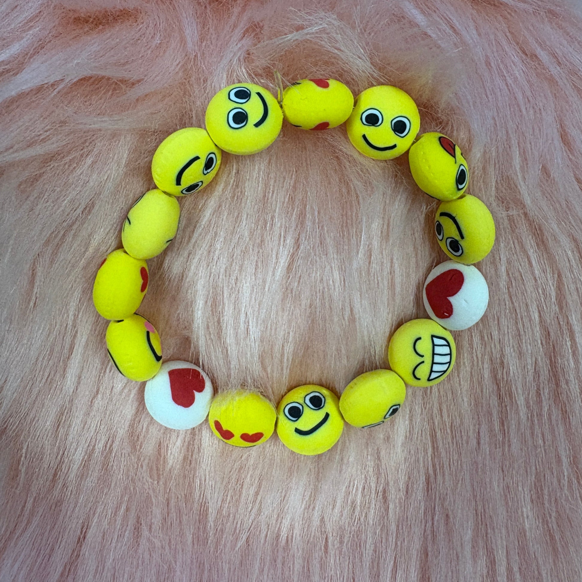 Emoji Clay beaded Stretch braceletPink tiful of LOVE