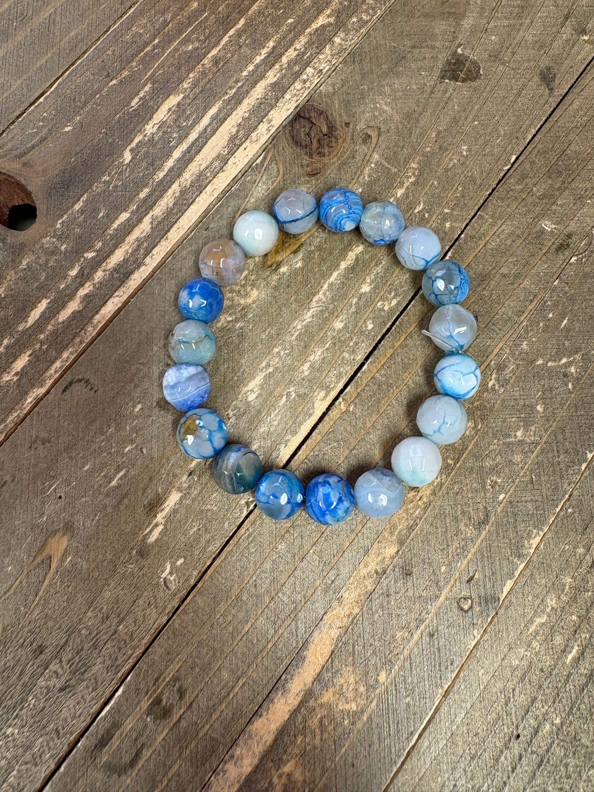 Blue Dyed Round Agate Beaded Elastic/Stretch Bracelet (Copy)Pink tiful of LOVE