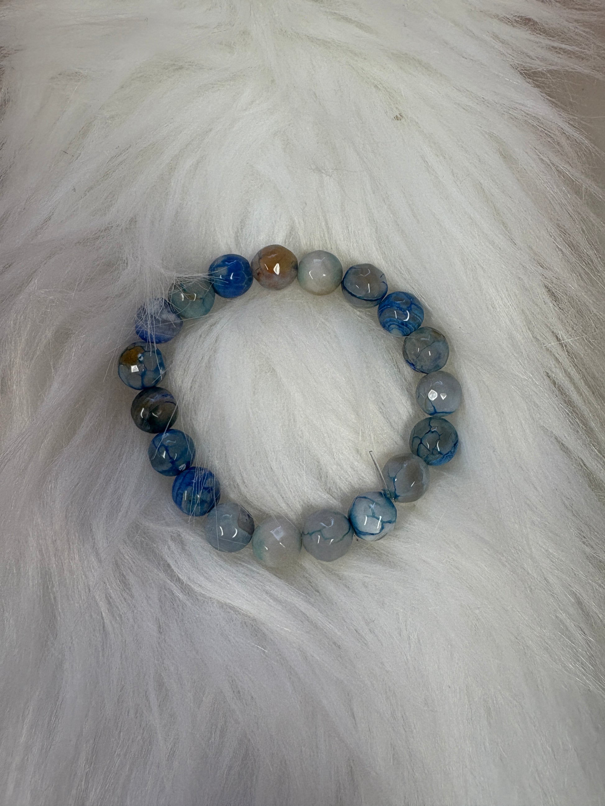 Blue Dyed Round Agate Beaded Elastic/Stretch Bracelet (Copy)Pink tiful of LOVE