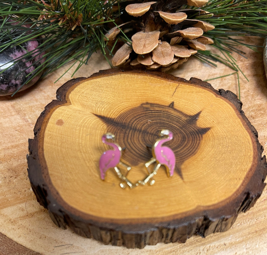 Flamingo Enamel Stud Earrings
