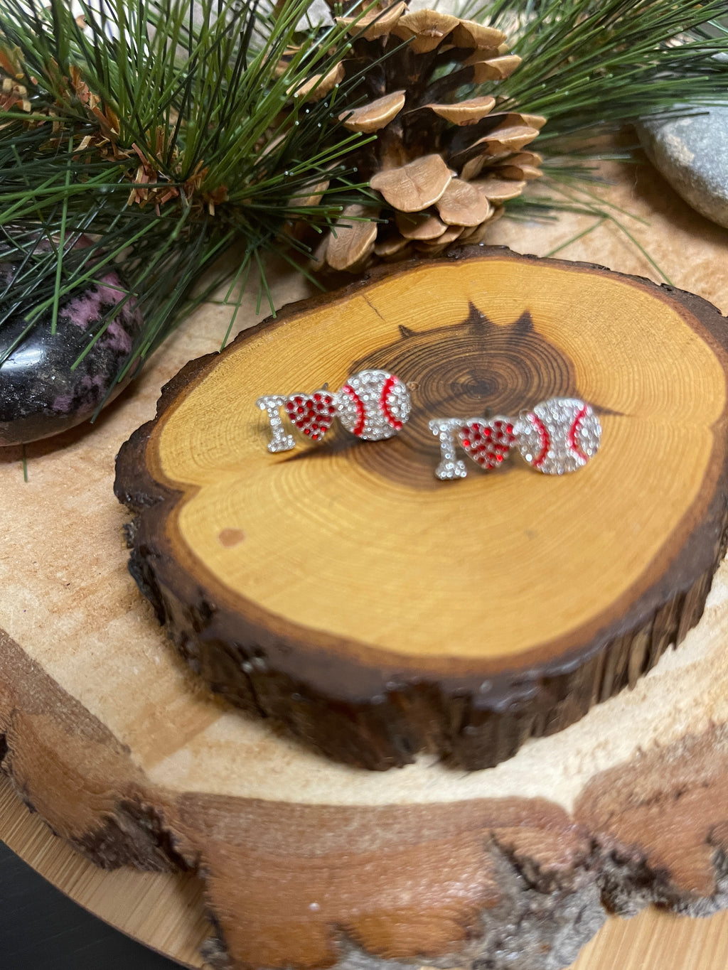 I "Heart" Baseball Stud Earrings