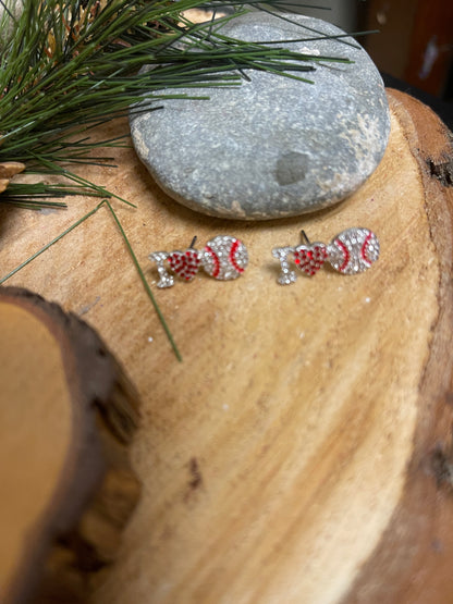 I &quot;Heart&quot; Baseball Stud EarringsPink tiful of LOVE