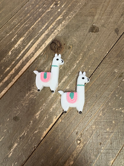 White Llama Stud Earrings