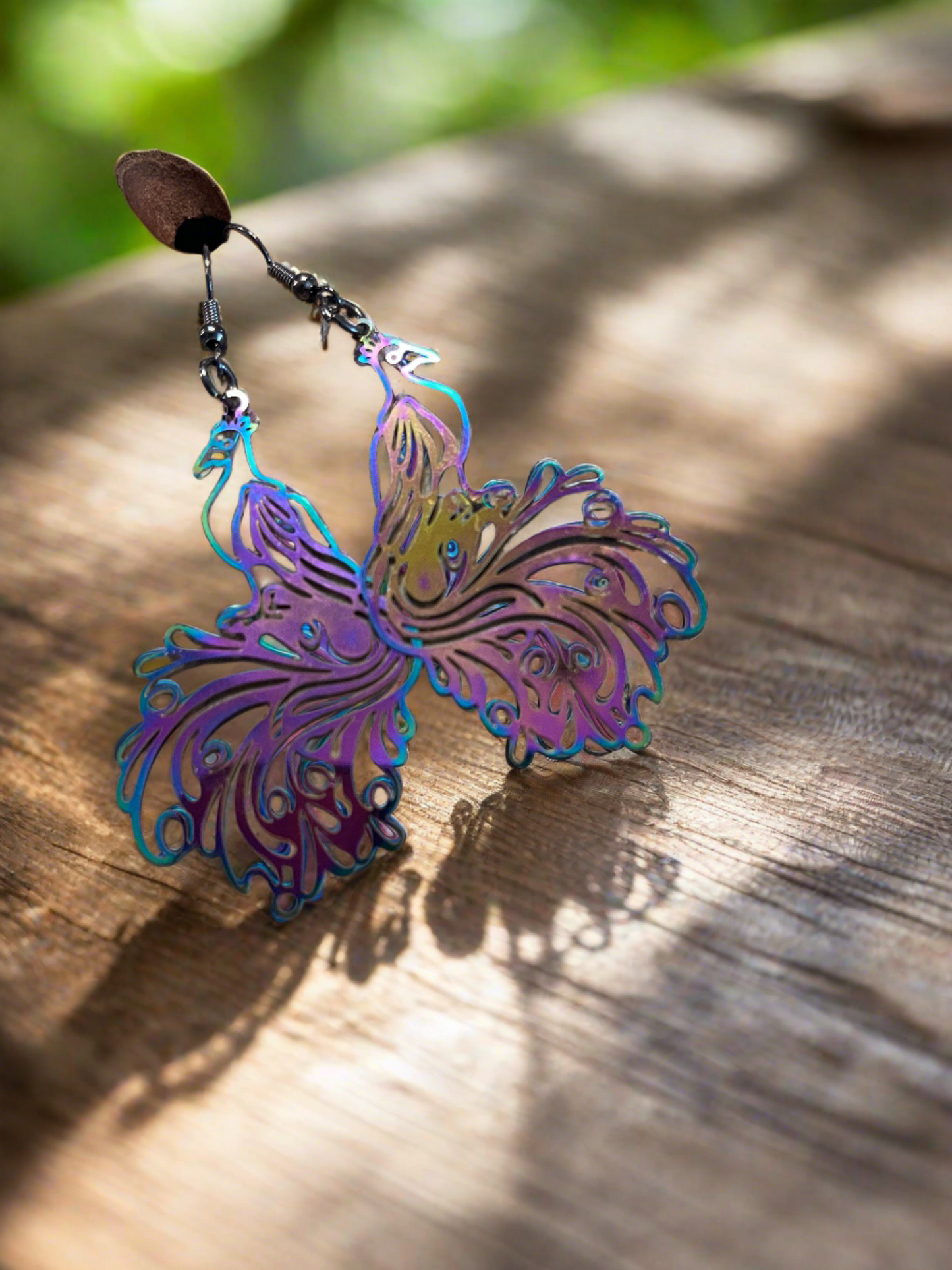Multi-color Filigree Peacock Charm Wire EarringsPink tiful of LOVE