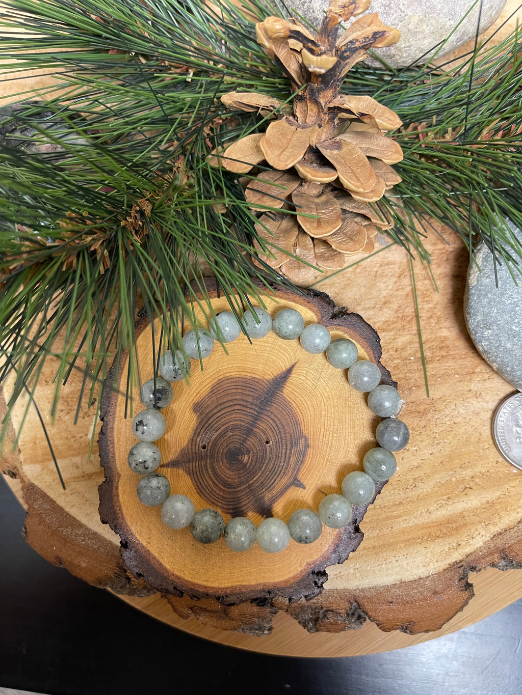 Labradorite gemstone beaded Stretch bracelet
