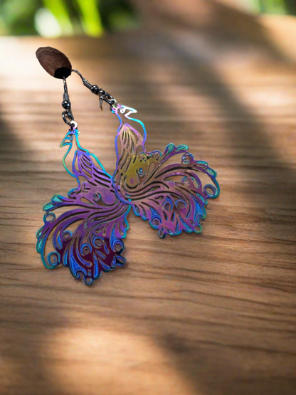 Multi-color Filigree Peacock Charm Wire EarringsPink tiful of LOVE