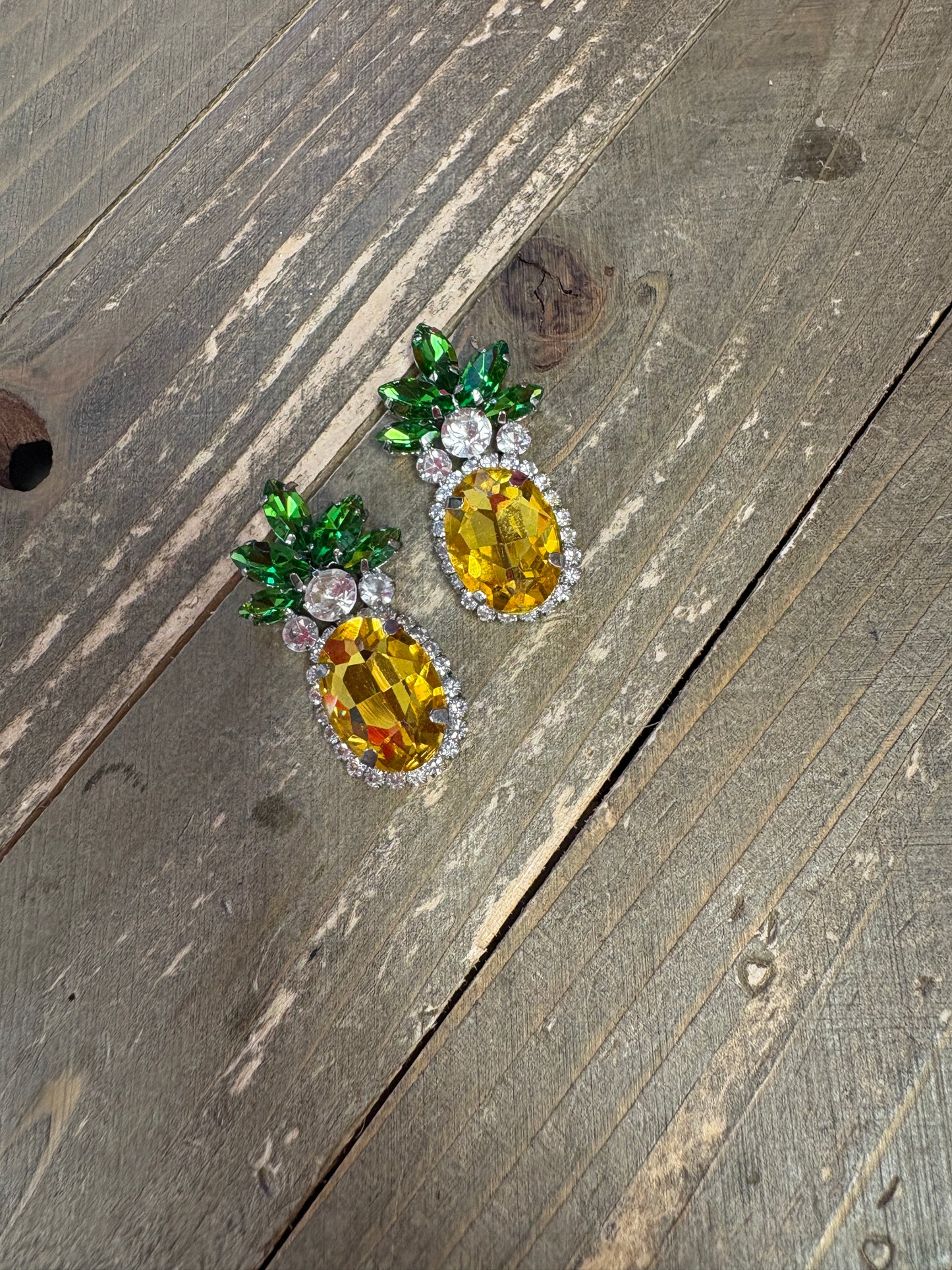 Pineapple Gemstone Stud Earrings