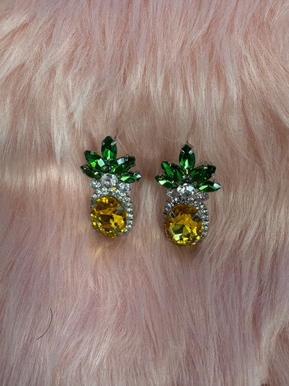 Pineapple Gemstone Stud Earrings