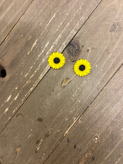 Tiny Sunflower Post Earrings – Bright Yellow Resin Floral Studs