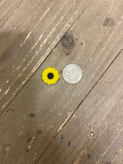 Tiny Sunflower Post Earrings – Bright Yellow Resin Floral Studs