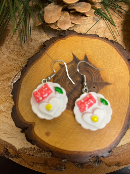 Food Earrings; breafast plate; wear your food on your earsPink tiful of LOVE