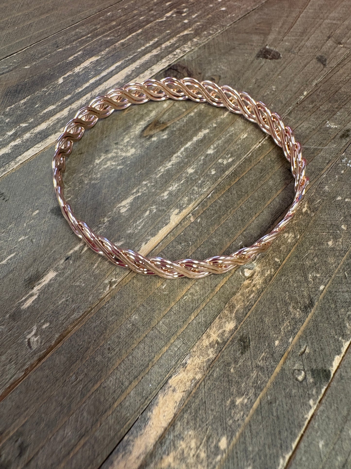 Rose Gold Braided Bangle Bracelet