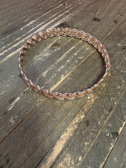 Rose Gold Braided Bangle Bracelet