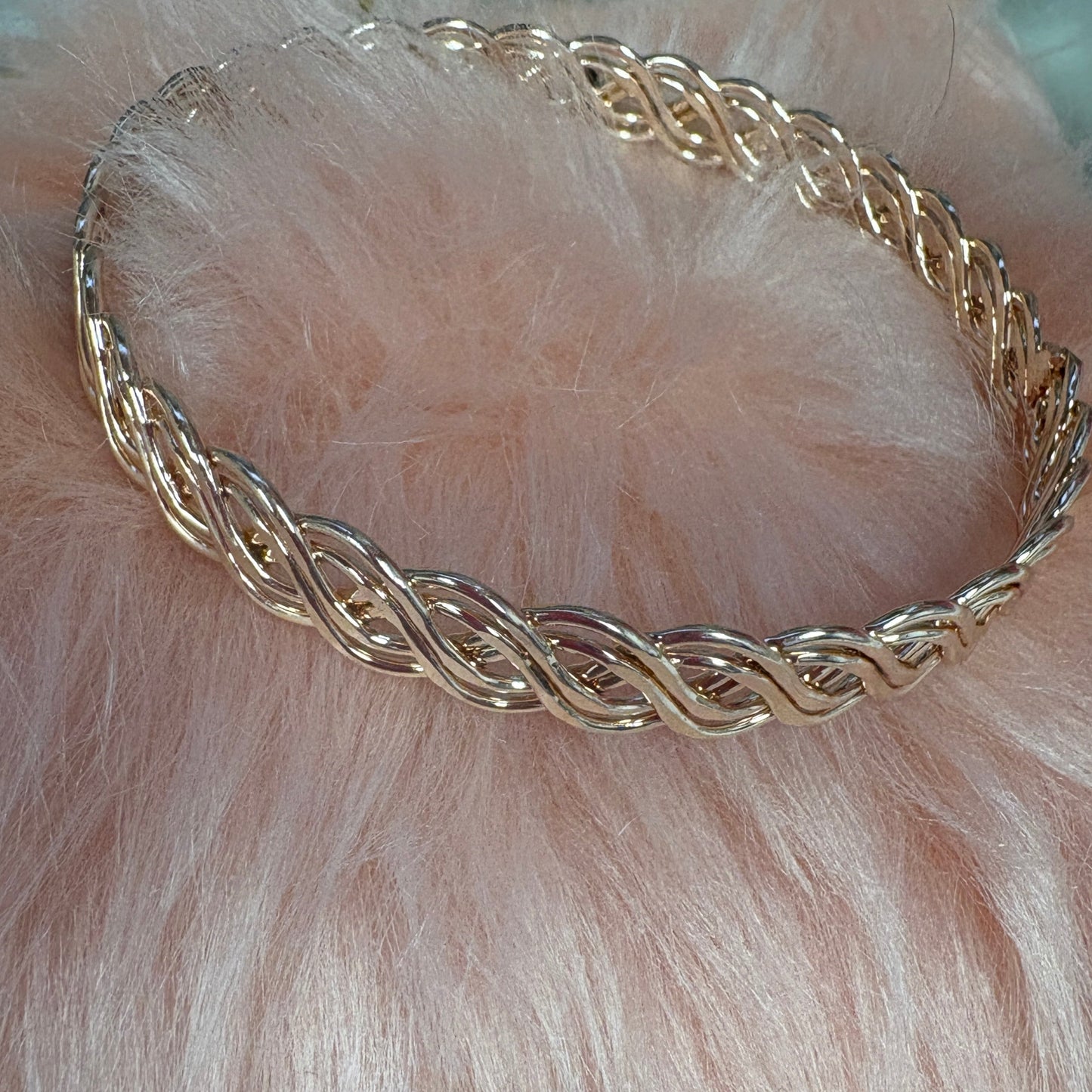 Rose Gold Braided Bangle Bracelet